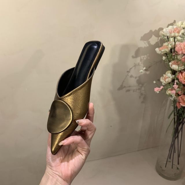 Pointed Toe Disc Mules