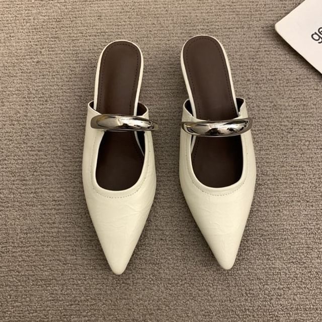 Pointed Toe Wedge Mary Jane Mules