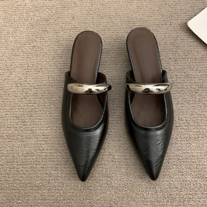 Pointed Toe Wedge Mary Jane Mules