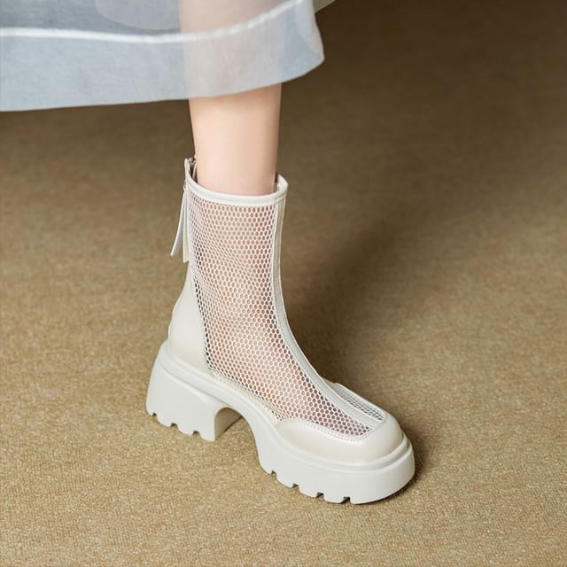 Platform Panel Mesh Short Boots