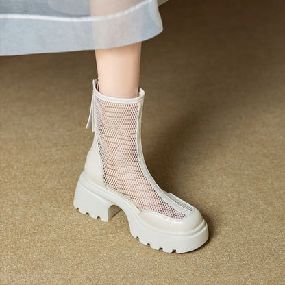 Platform Panel Mesh Short Boots