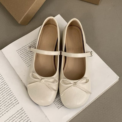 Bow Mary Jane Hidden Wedge Shoes