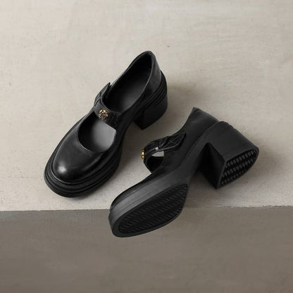 Platform Block Heel Mary Jane Pumps