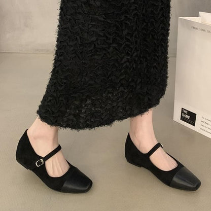 Square Cap Toe Hidden Wedge Mary Jane Pumps