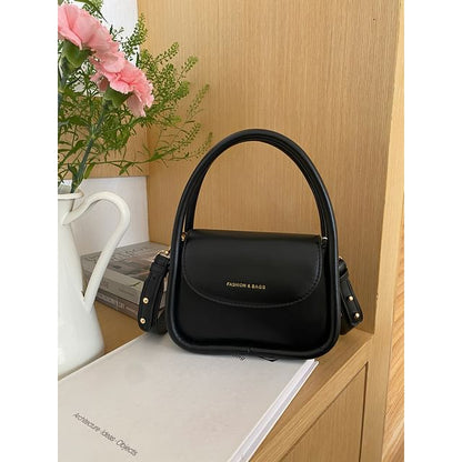 Top Handle Faux Leather Flap Crossbody Bag