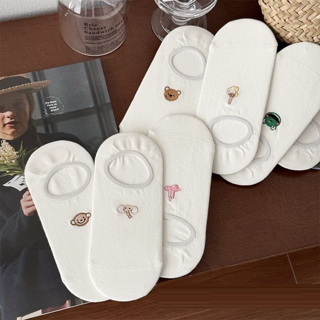 Socks Animal Low Cut Set Embroidery