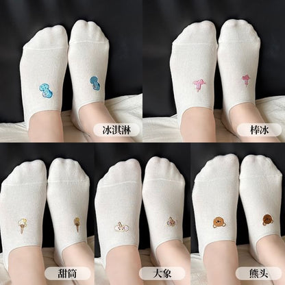 Socks Animal Low Cut Set Embroidery