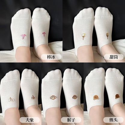 Socks Animal Low Cut Set Embroidery