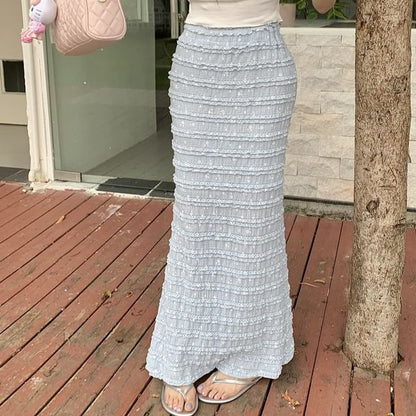 High Rise Floral Tiered Maxi Pencil Skirt