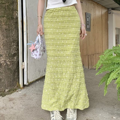 High Rise Floral Tiered Maxi Pencil Skirt