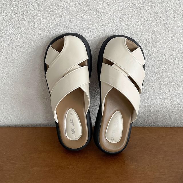 Platform Plain Cutout Faux Leather Sandals