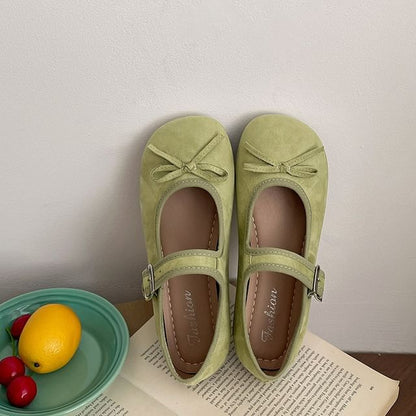 Plain Bow Accent Mary Jane Flats