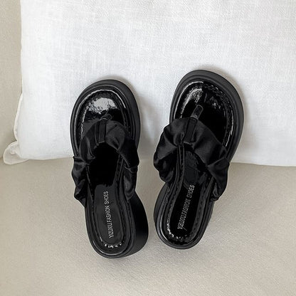 Platform Ruched Thong Sandals