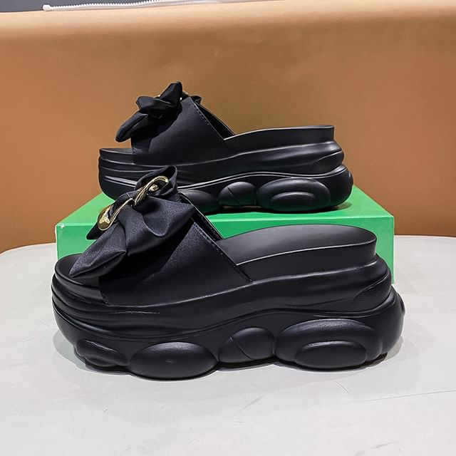Platform Bow Slide Sandals