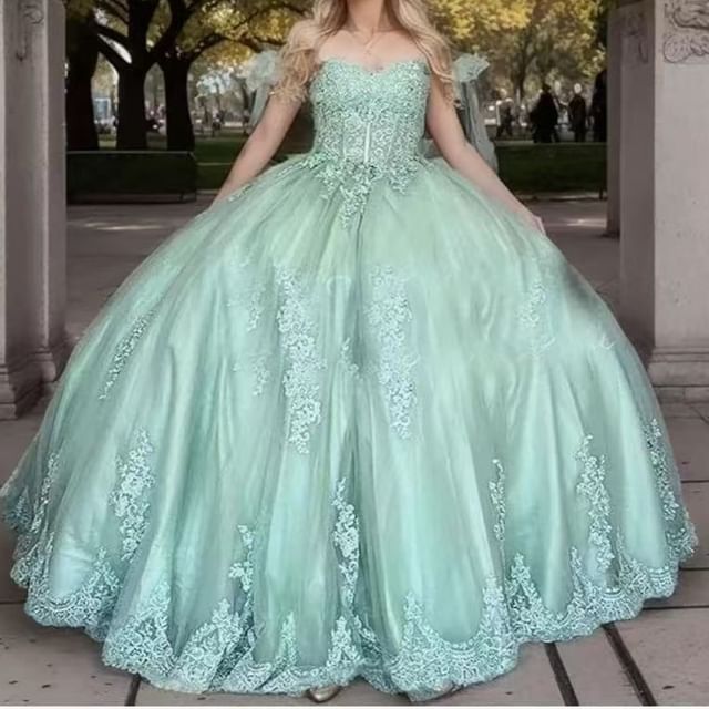 Gown Off-Shoulder Floral Ball Embroidered