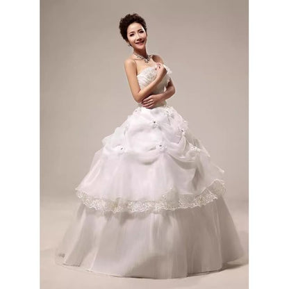 Floral Panel Ball Lace Gown Strapless Ruched Accent