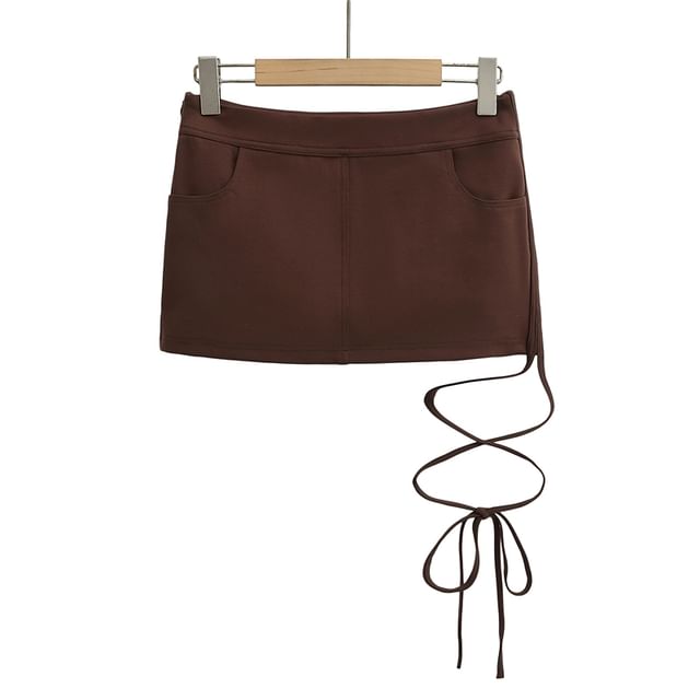 Thigh-High Slit Pencil Skirt with Tie Detail