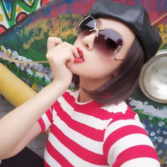 Set:  Gradient Frameless Sunglasses + Case + Cleaning Cloth (Various Designs)