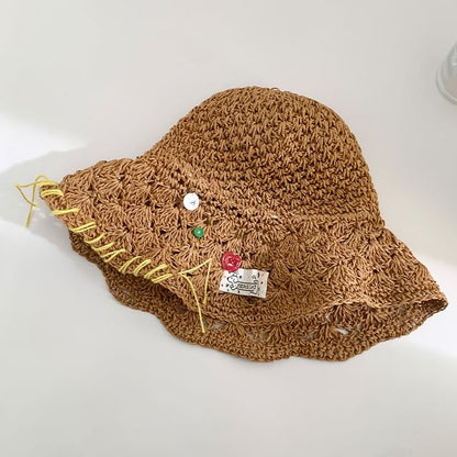 Contrast Stitching Straw Sun Hat