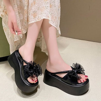 Flower Platform Slide Sandals