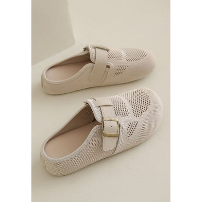Plain Perforated Buckled Mules