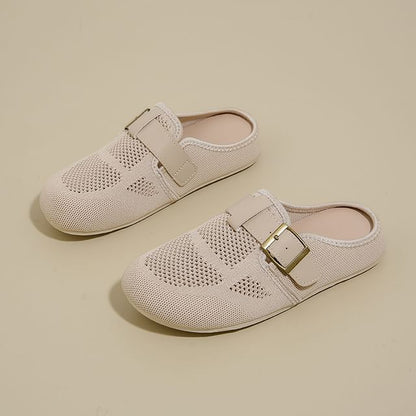 Plain Perforated Buckled Mules