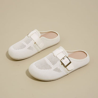 Plain Perforated Buckled Mules
