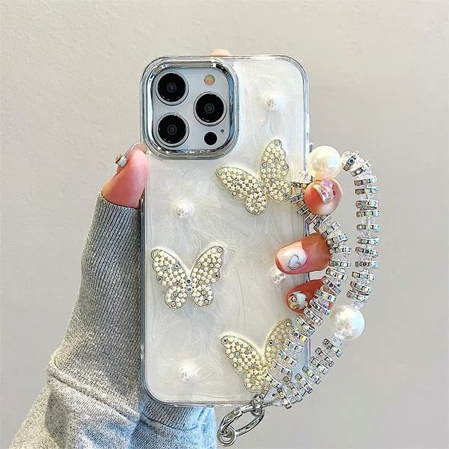 Faux Pearl Butterfly iPhone Case