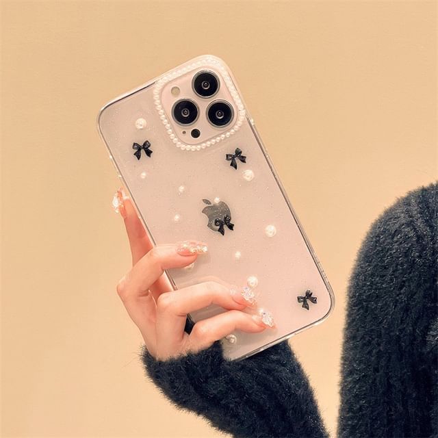 Faux Pearl Bow iPhone Case
