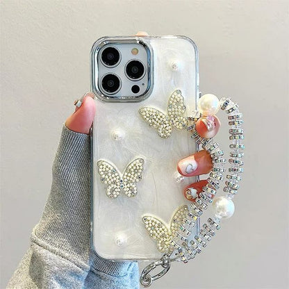 Faux Pearl Butterfly iPhone Case