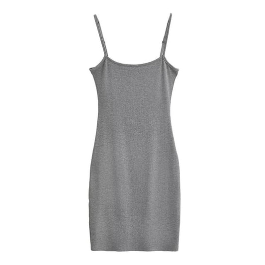 Spaghetti Strap Scoop Neck Plain Mini Bodycon Dress