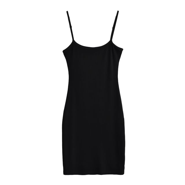 Spaghetti Strap Scoop Neck Plain Mini Bodycon Dress