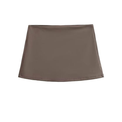 Mid-Rise Solid Short Pencil Skirt