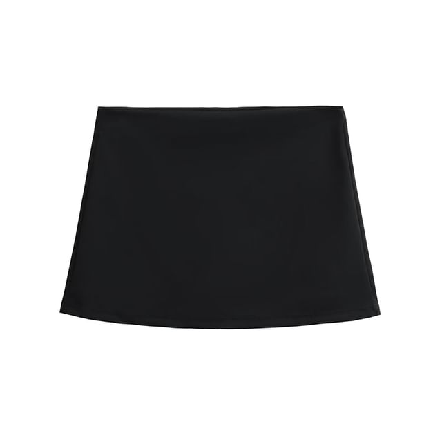 Mid-Rise Solid Short Pencil Skirt