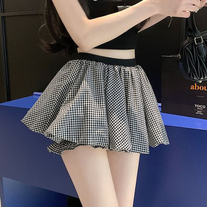 High-Waist Mini Flared Pleated Skirt