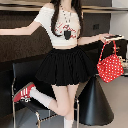 High-Waist Mini Flared Pleated Skirt