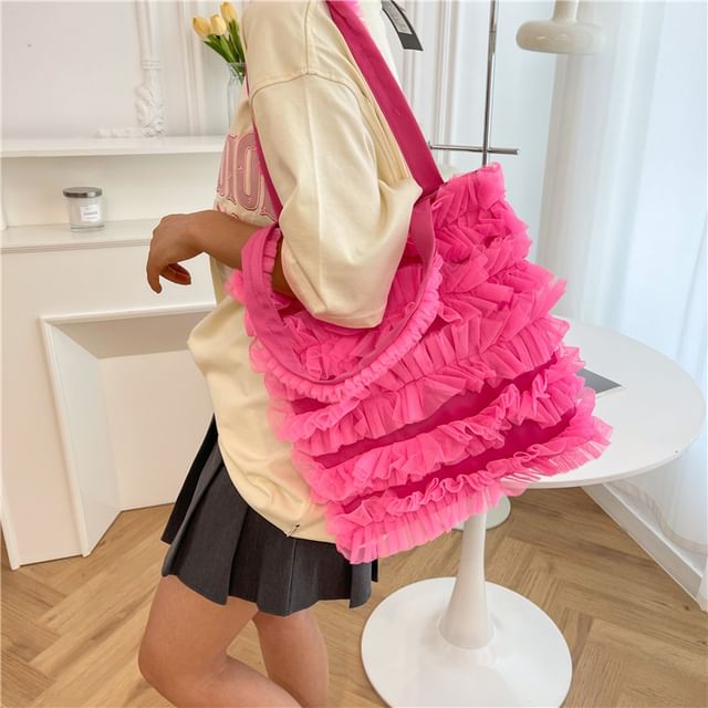 Plain Ruffle Shopper Bag