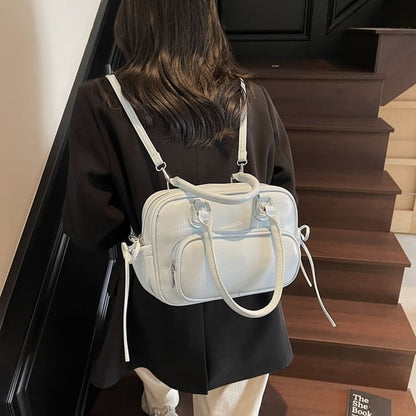 Multi-Way Faux Leather Multi-Pocket Backpack