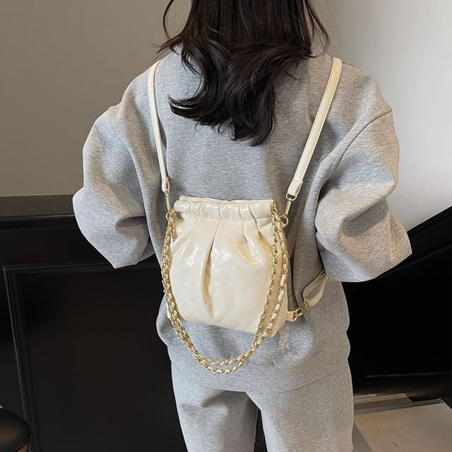 Multi-Way Quilted Chain Strap Faux Leather Shoulder Bag