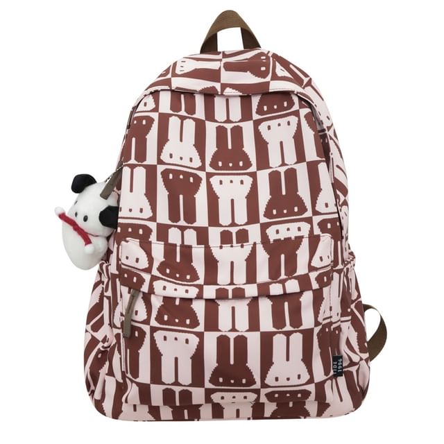Rabbit Print Multi-Pocket Backpack