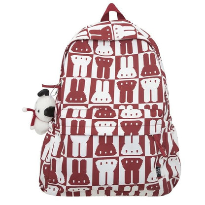 Rabbit Print Multi-Pocket Backpack