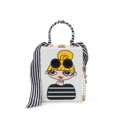 Cartoon Print Chain Strap Crossbody Bag