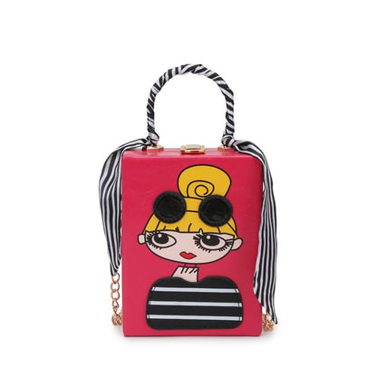 Cartoon Print Chain Strap Crossbody Bag
