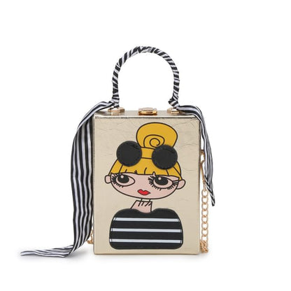 Cartoon Print Chain Strap Crossbody Bag