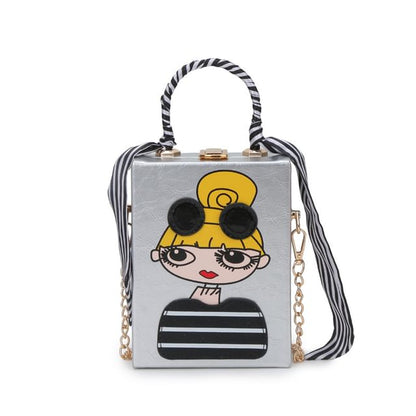 Cartoon Print Chain Strap Crossbody Bag