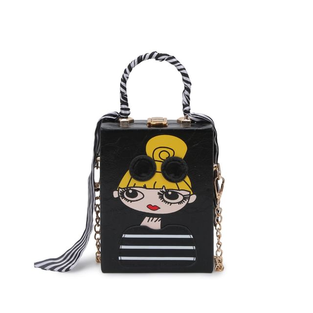 Cartoon Print Chain Strap Crossbody Bag