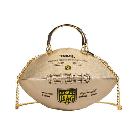 Lettering Chain Strap Rugby Crossbody Bag