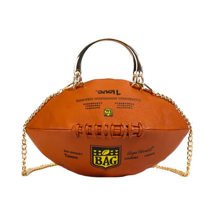 Lettering Chain Strap Rugby Crossbody Bag
