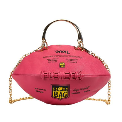 Lettering Chain Strap Rugby Crossbody Bag