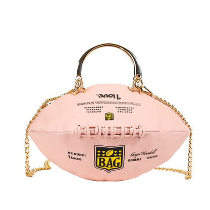 Lettering Chain Strap Rugby Crossbody Bag